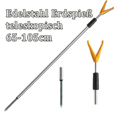 Bankstick mit Edelstahlspitze (Erdspeer Erdspieß) teleskopisch 65-105cm, V-Form