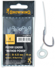 Browning Feeder Leader Method Power Pellet Band Vorfachhaken, 10cm 6 Stück