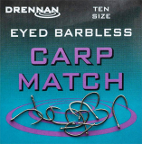 Drennan Eyed Barbless Carp Match Haken Gr. 14, Öhrhaken ohne Widerhaken, Abverkauf