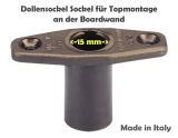 Sockel für Ruderdolle schwarz aus Polyamide, 15mm Aufnahme, Topmontage